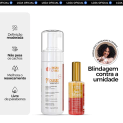 Mousse de Blindagem e Controle do Frizz 150ml + Óleo Bifásico – Raízes & Vibes