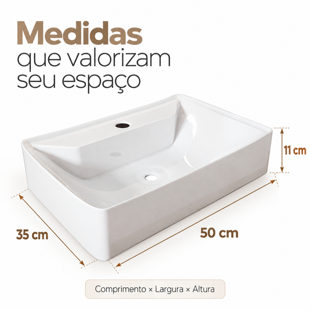 * * Cuba de Sobrepor para Banheiro e Lavabo 50x35cm Mármore Sintético Retangular Venuz Movelove · foto 2