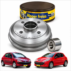 Campana Freio + Rolamento Roda Traseira Peugeot 206 207