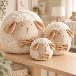 Trio de Ovelhinhas para Nicho Decoração Quarto Bebê Menino Menina 100% Algodão