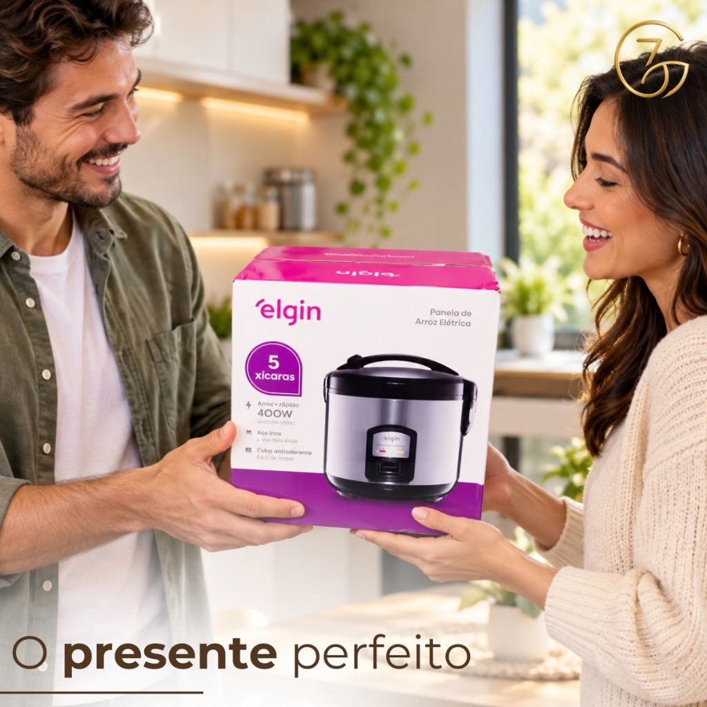 Panela de Arroz Eletrica Elgin Pequena Panela Eletrica de Arroz 110V 5 Xicaras 1 Litro 400W Antiaderente Mantem Aquecido — imagem 2 de 2