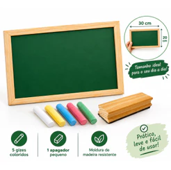 Lousa quadro escolar 30x20 com Giz e Apagador