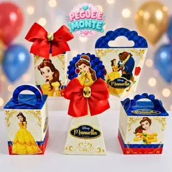 Kit Festa A Bela e a Fera 30 Caixinhas Personalizadas Lembrancinha Aniversário