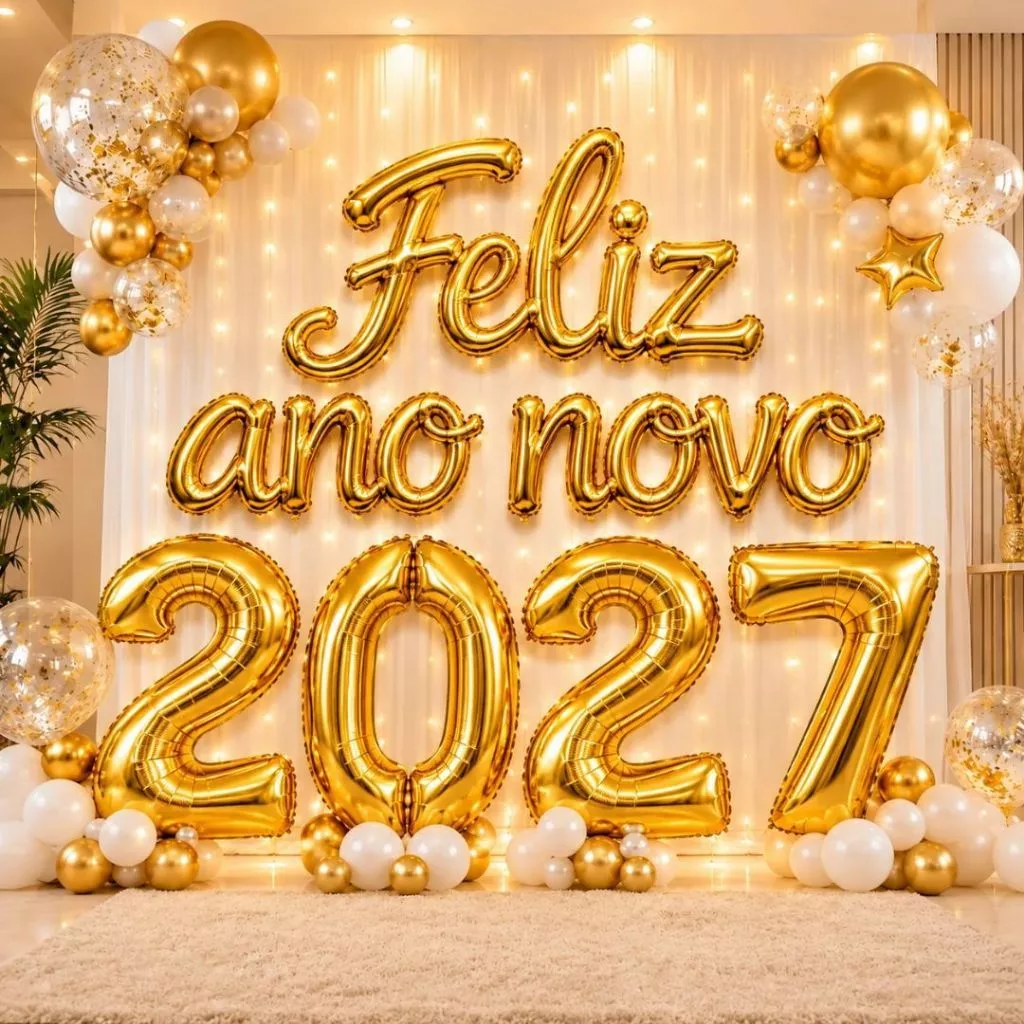 Kit Balão Metalizado 2027 40cm 70cm Feliz Ano Novo Prata Dourado Decoração Ano Novo Réveillon Festa — imagem 1