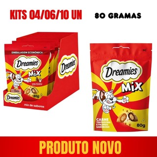 DREAMIES 80G PETISCO PARA GATO MIX CARNE E FRANGO KIT 04/06 E 10 UNDADES