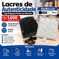 Lacre de Autenticidade 1000 a 4000 Unidades Tags Etiqueta Preto ou Branco - Segurança Roupas Tecidos Lojas
