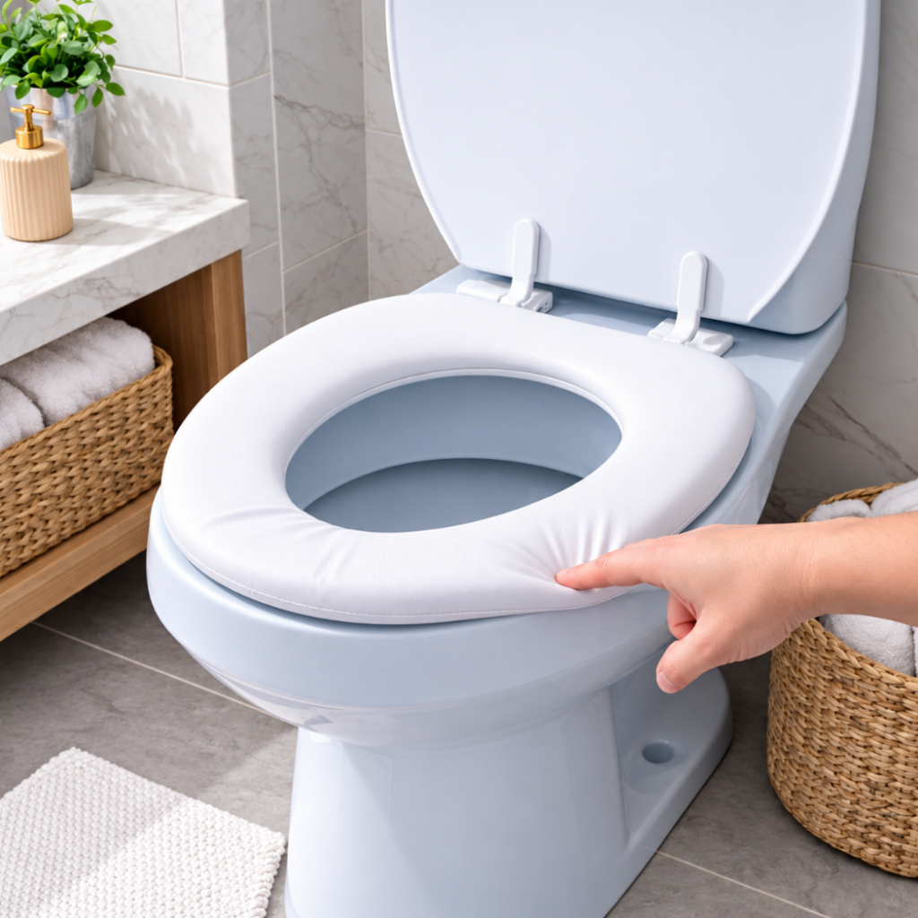 Assento Privada Almofadado Tampa Vaso Sanitário Branco Banheiro Regulável