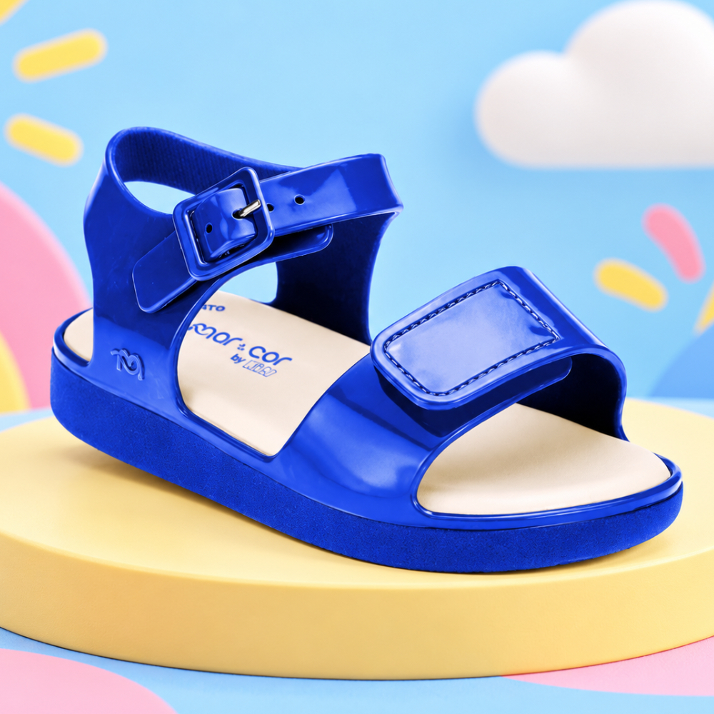 Sandália Infantil Menino Kidy Mar E Cor Bebê Menino Azul Royal Verão