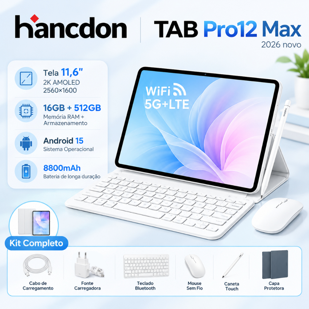 Hancdon PRO12 Max 11,6 polegadas com teclado, mouse e caneta, 5G