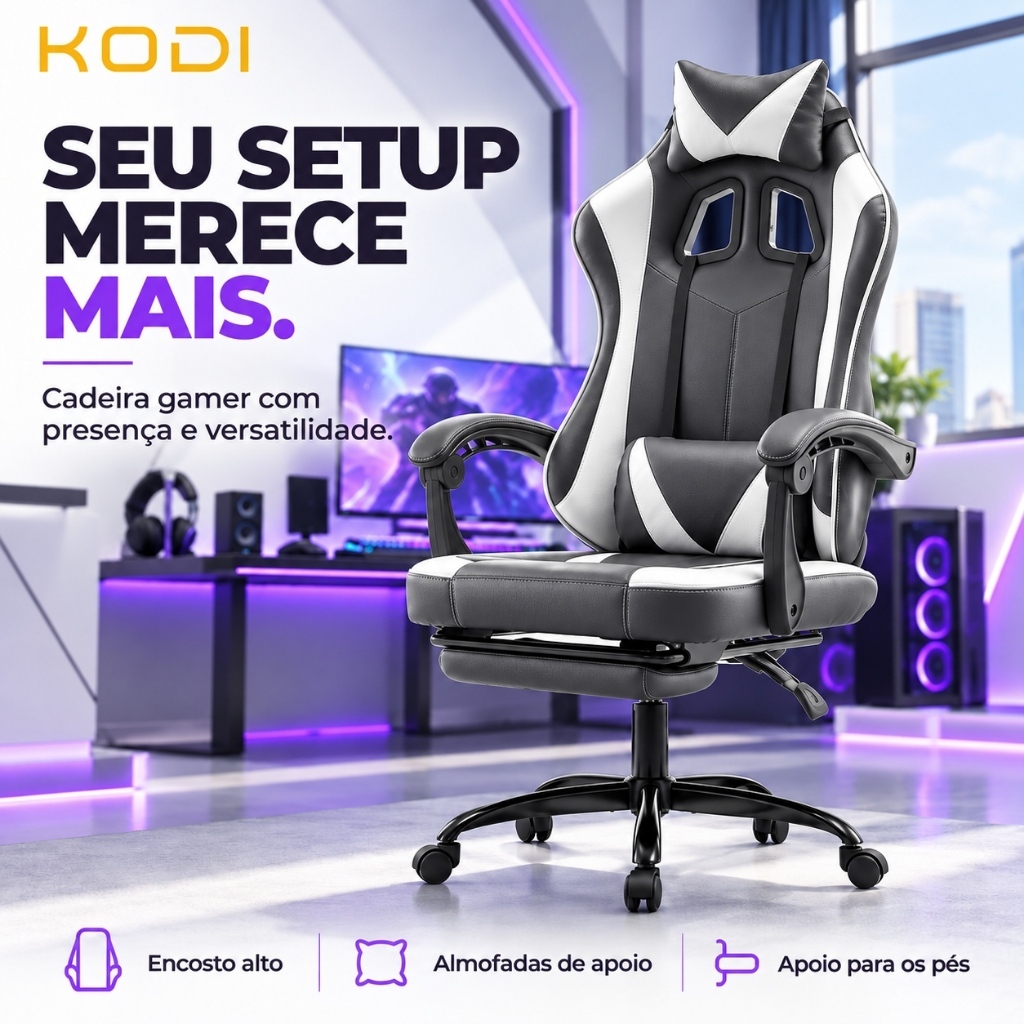 Imagem Cadeira Gamer Profissional Ajustável, Reclinável e Confortável para Escritório e Estudos -F19