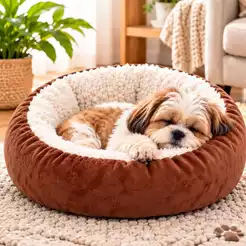 Cama Pet Redonda Sherpa Pelo de Carneiro Para Gatos e Cachorros Macia Quente Confortável 50x50cm