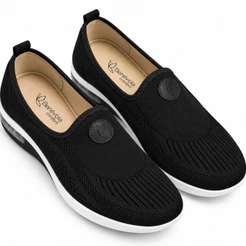 Tênis Ortopédico Feminino Ultra Conforto Benévola Knit Slip On Calce Fácil Esporão Fascite Plantar