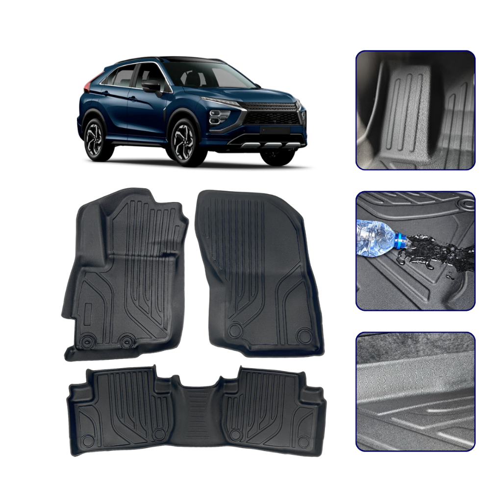 Tapete Bandeja 3D para Eclipse Cross Todos os Anos com Bordas Elevadas - Linha Premium