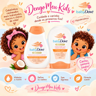 Kit infantil, Shampoo + Condicionador Baby Dove Cabelos Cacheados Hidratação Enriquecida 200ml