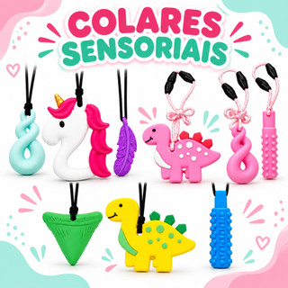 Kit Colar Mordedor Sensorial Infantil Autismo Tdah Alívio Stress 3 Und