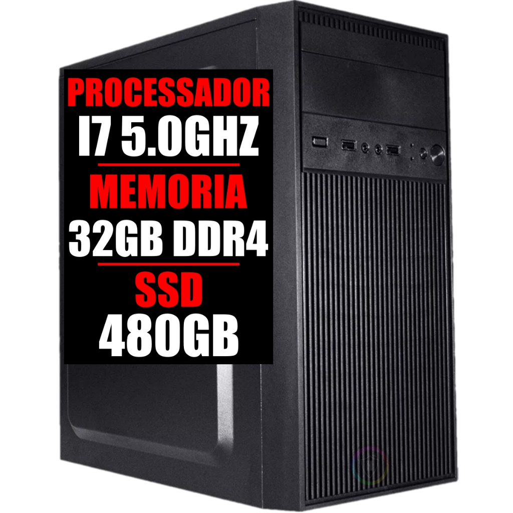 PC COMPUTADOR SERVIDOR I7 5.1GHZ 10 GERAÇÃO, 32GB DDR4, SSD 480GB