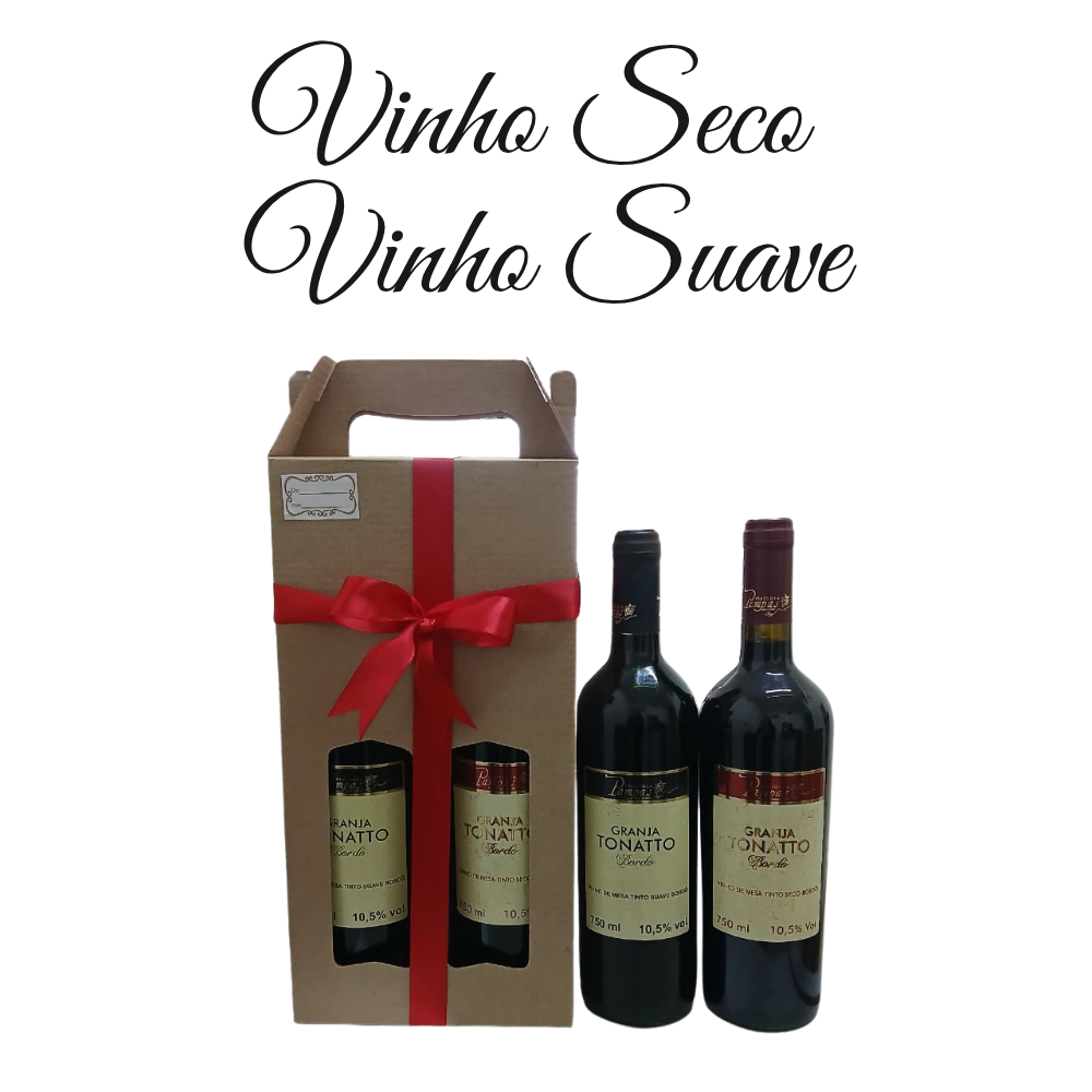 Vinhos Tinto Granja Tonatto Suave e Seco Na Cx Presente 750ml/cada