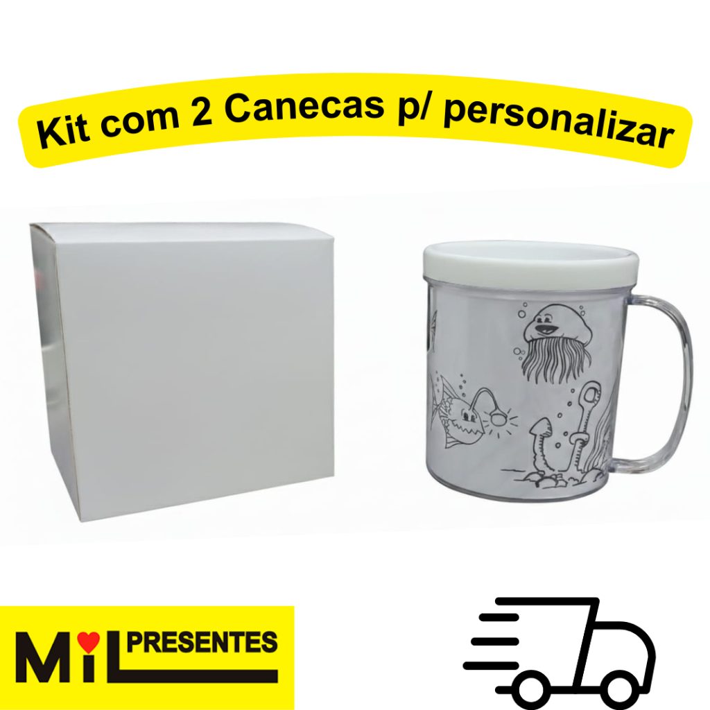Kit C /2 UNIDADES Pintando Caneca P/ Colorir Festa-pra Foto O Caneco 350ml
