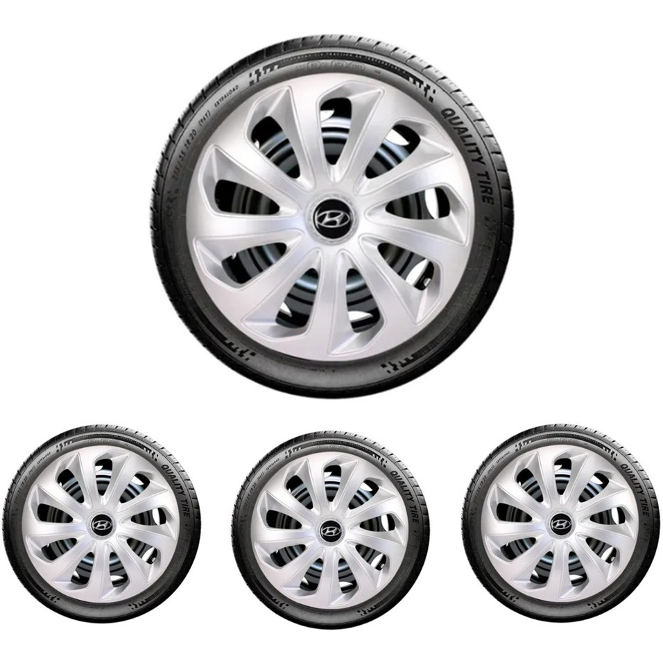 Jogo 4 Calotas Aro 14 Compatíveis com Carros da Hyundai HB20 HB20S HB20X i30 i30 CW Accent Elantra Tucson