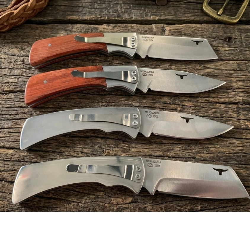 Kit 4 Canivete Dobrável Inox Mangalarga Profissional com Clip – Camping, Pesca, Trilhas e Uso Diário