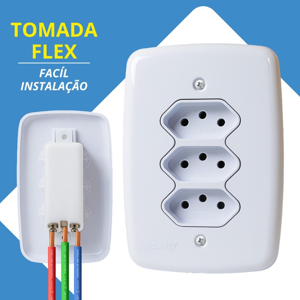 Tomada 20A Amperes Tripla Monobloco Tradicional Pino Grosso em Oferta na Shopee