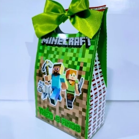 Sacolinhas Minecraft festa infantil lembrancinhas personalizadas diversos temas