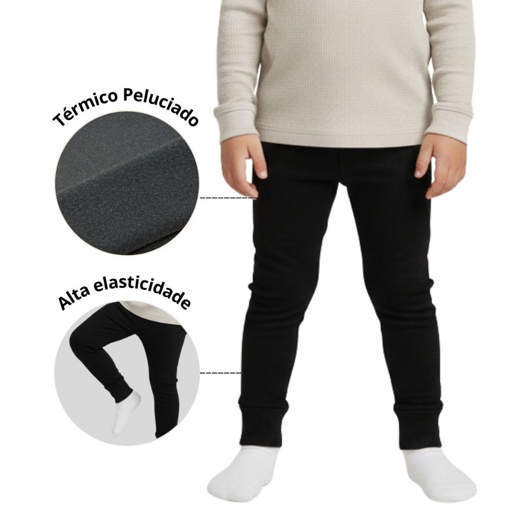 Calça Térmica Comfort Bebê Infantil Juvenil Peluciada Inverno Quentinha Básica Lisa