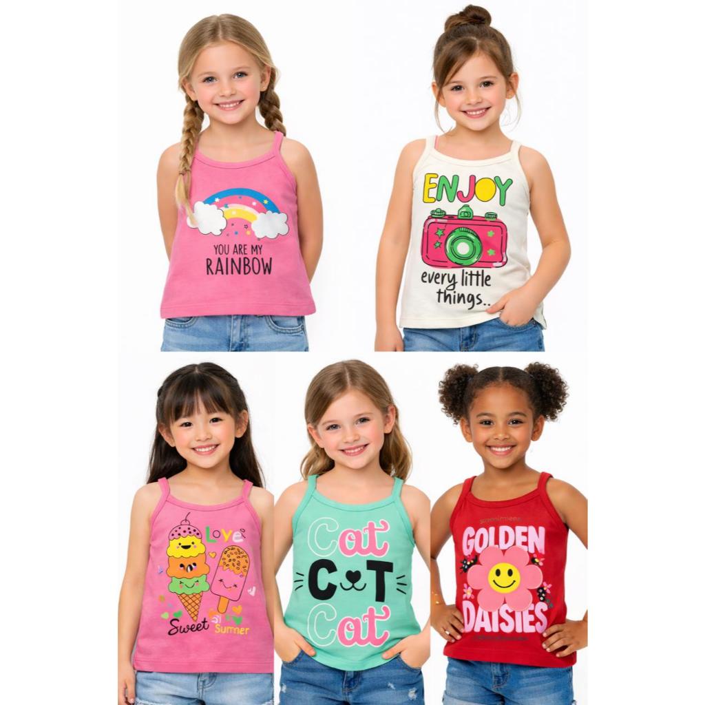 Kit 3 Alça Sortidas Menina Verão Infantil Juvenil 1 ao 14 anos