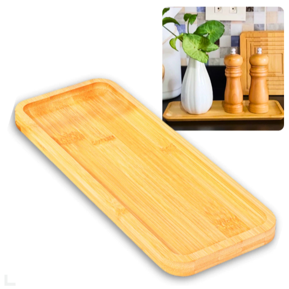 Bandejas de Bambu para Decoração Café Chá Petisqueira Condimentos Mesa Posta Banheiro Sabonete