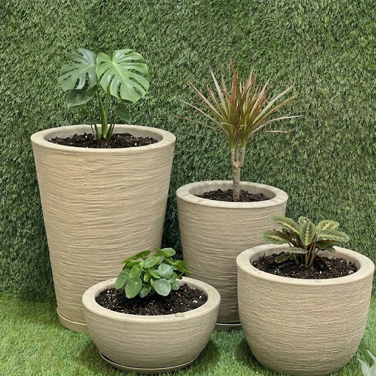 Kit 4 Vasos Polietileno Coluna Redonda N1, N2+ Bojo N1+Bacia N1 Texturizados Para Planta, Flor, Jardim em Oferta na Shopee