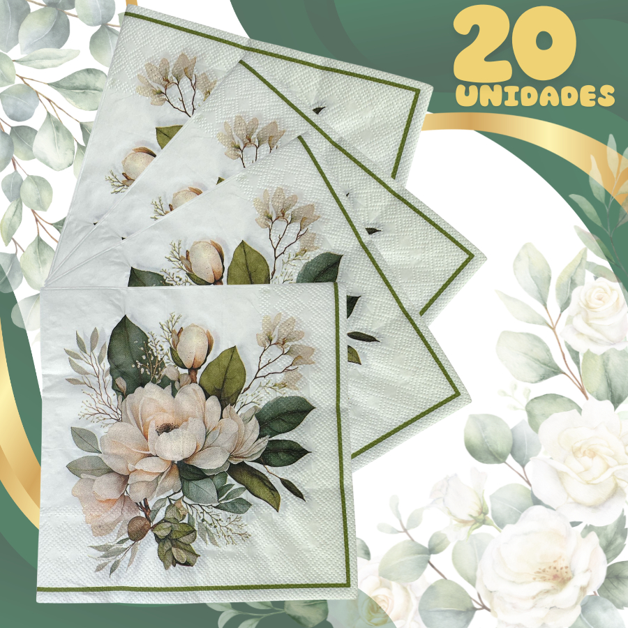 Guardanapo De Papel Folha Dupla 20 Un Encanto Floral Decoupage