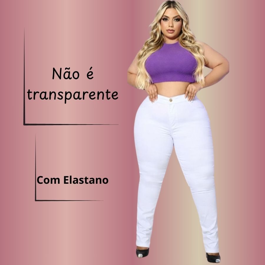 Calça Jeans Branca Plus Size Feminina 46 ao 54 Confortável e Estilosa