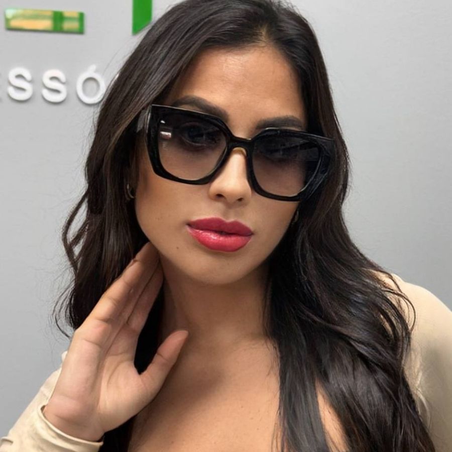 Óculos Feminino de Sol Escuro Grande Máscara Kim kardashian Tom UV 400 Pequeno Gatinho Seven