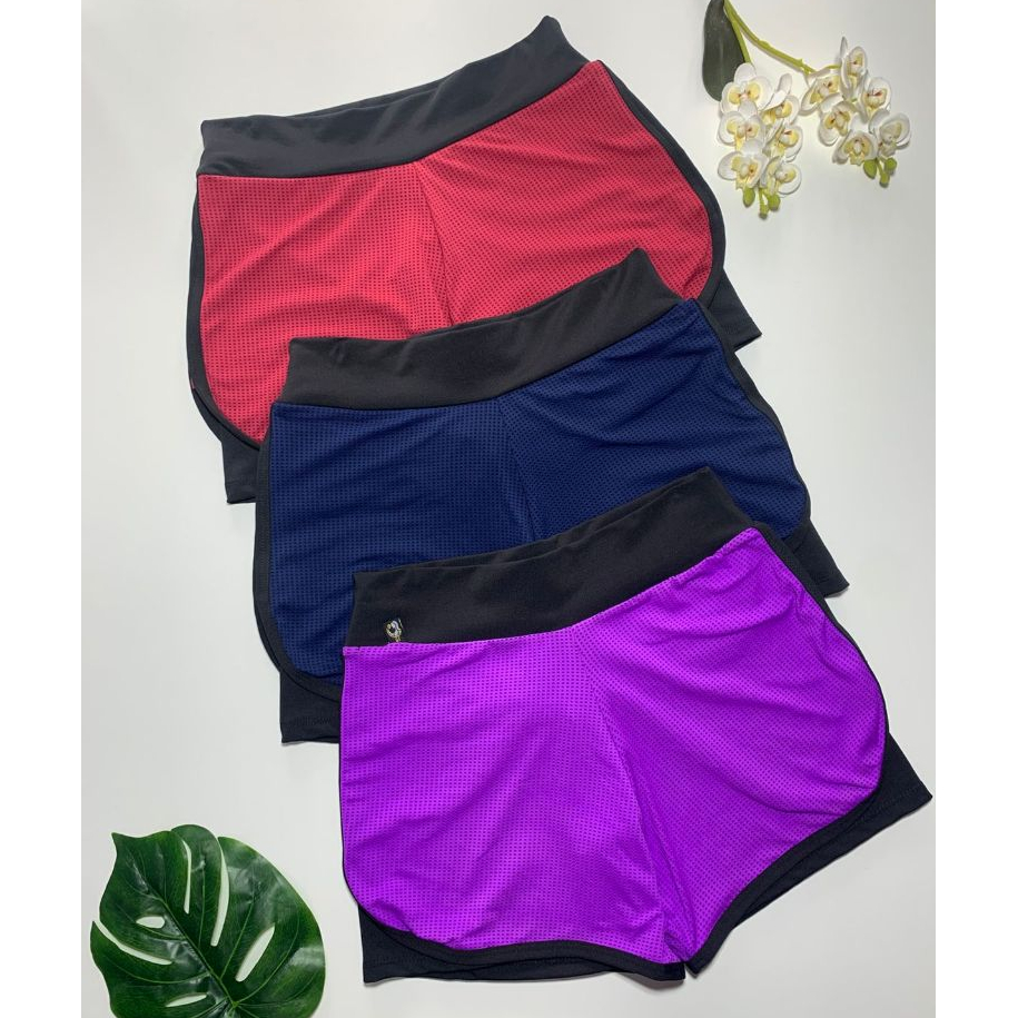 Short Duplo Feminino Dry-Fit Academia | Confortável, Leve, e Respirável | Ideal para Corrida, Treino, Ginástica P M G GG