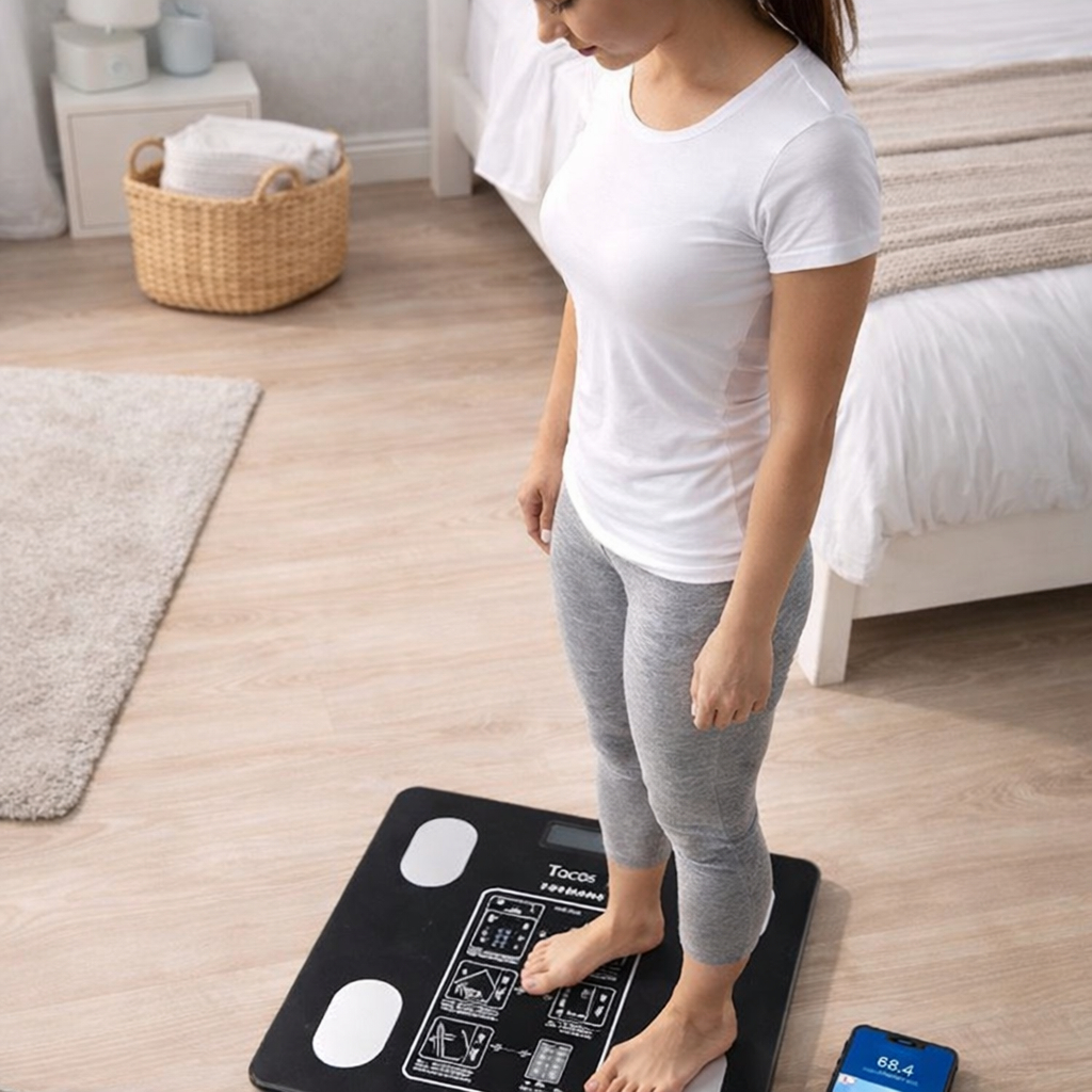 Balança Digital Bioimpedância Bluetooth 140kg IMC Gordura Massa App Corporal Preta Digital Medição