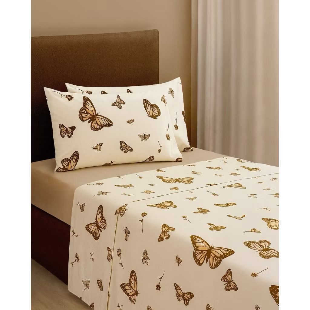 Jogo de Cama King 180 Fios Percal Premium – Lençol de Cima + Lençol com Elástico + Fronha com Zíper