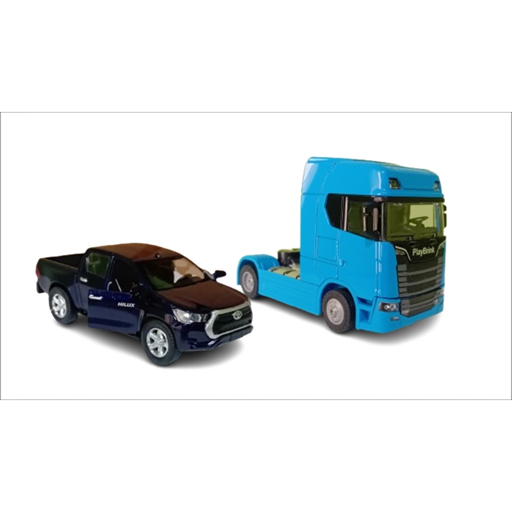 Miniatura kit caminhão carreta e caminhonete hillux