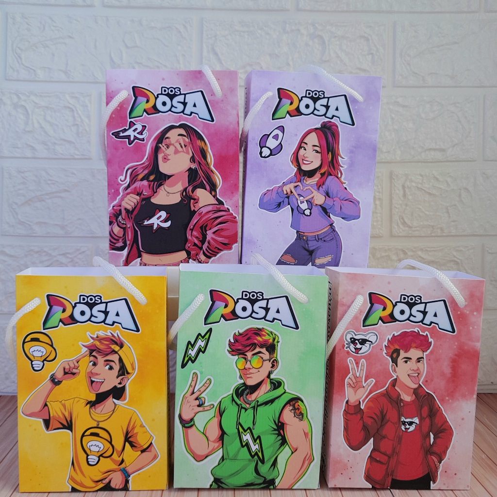 Sacolinha Surpresa Personalizada Clube dos Rosa Emilly Vick Lembrancinha Festa Infantil Caixinha (PEGUE E MONTE)
