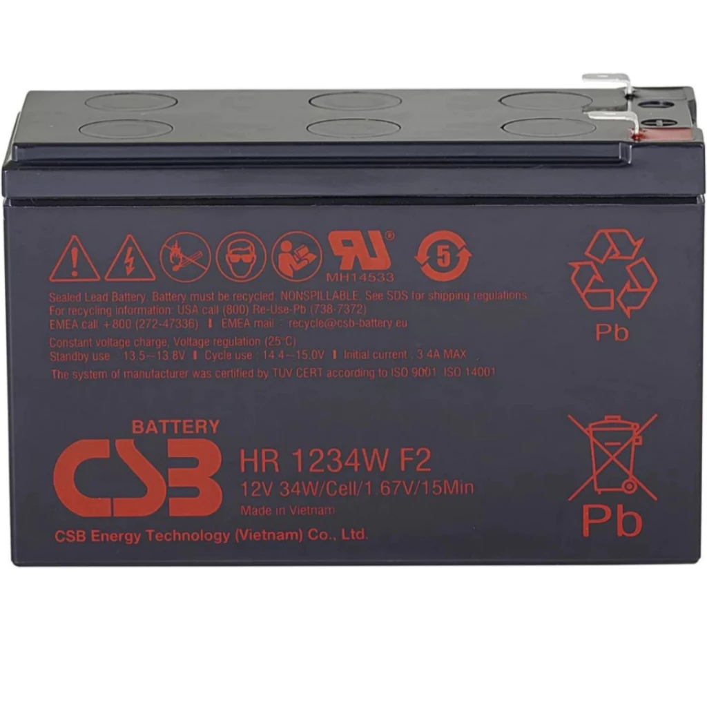 Bateria Selada CSB 12V 9Ah Vrla Nobreak, Alarmes, Carrinho infantil Pulverizador, Som