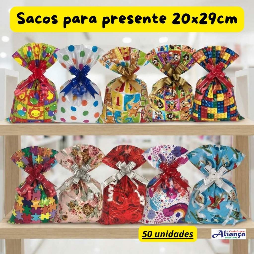 50 Sacos Perola BOPP 20x29cm Embalagem para presente