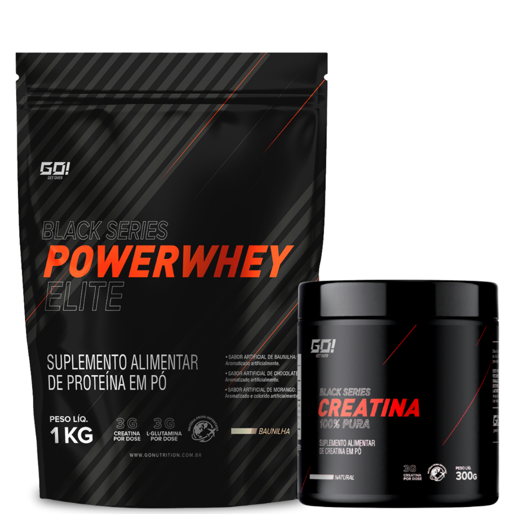 Kit Black Series Whey Protein Nutrition 900g e Creatina Black Series 50% 300g - GO NUTRITION