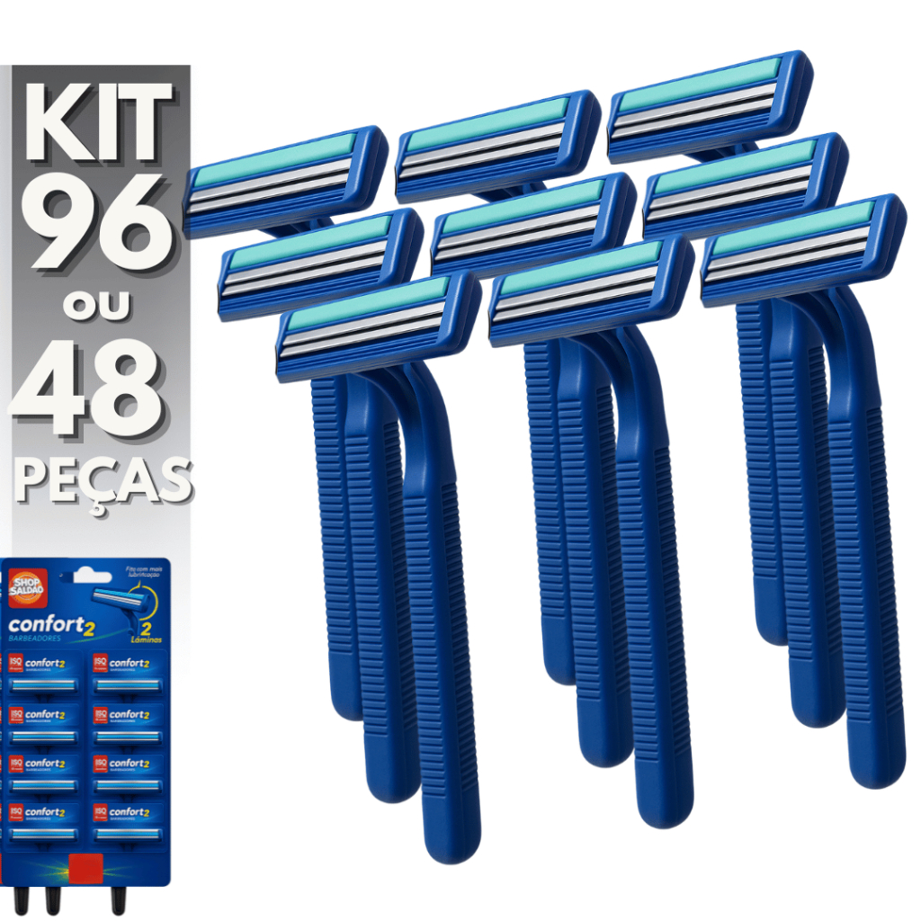 Barbeador Descartável com 48 ou 96 Peças Aparelho de Barbear 2 Lâminas e Fita Lubrificante Unisex
