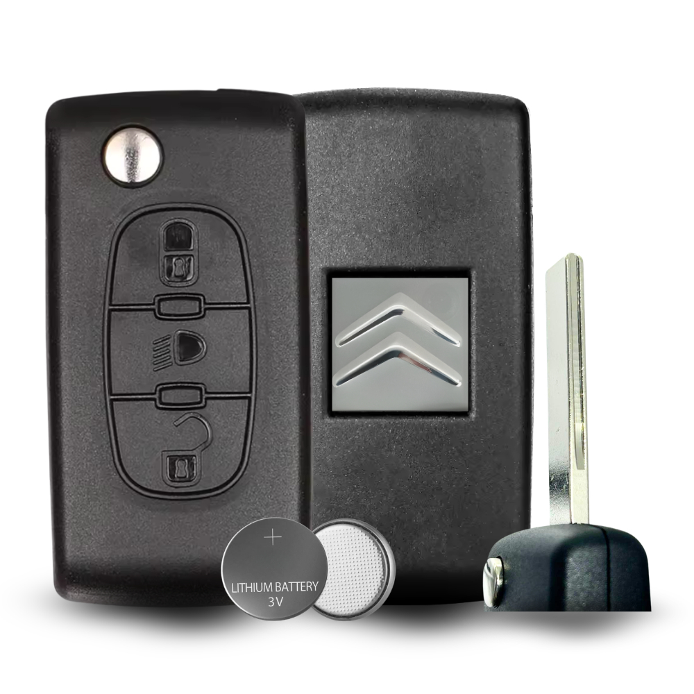 Carcaça Chave Canivete Citroen C3 C4 3 Botões Com Bateria