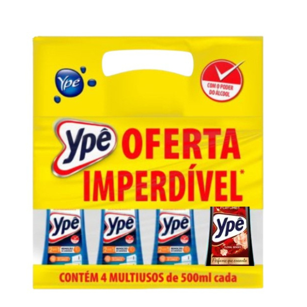 Limpador Multiuso Ypê 500ml Pack 4 Unidades