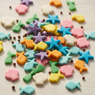 Apliques de Açúcar Fundo do Mar c/ 50 Unidades - Rosa e Azul em Oferta na Shopee