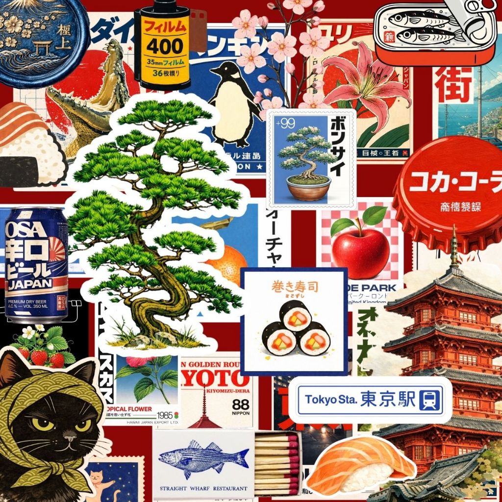 52 Adesivos Japanese Aesthetic À prova d'água Para Colagem e Personalização Scrapbook Garrafas Capinhas Journal Kindle em Oferta na Shopee