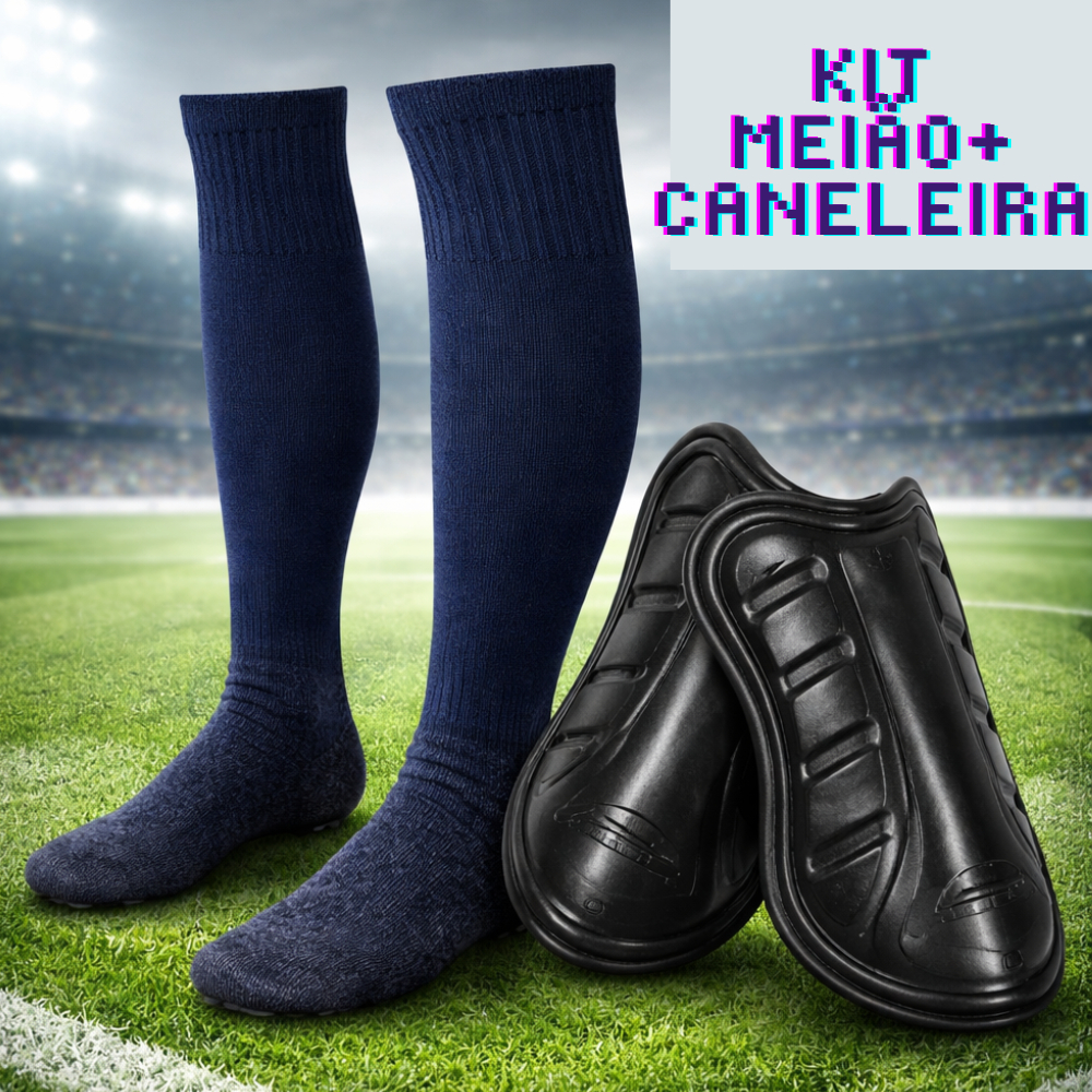 Kit Meião + Caneleira Jogador Profissional Qualidade Premium Vários Tamanhos
