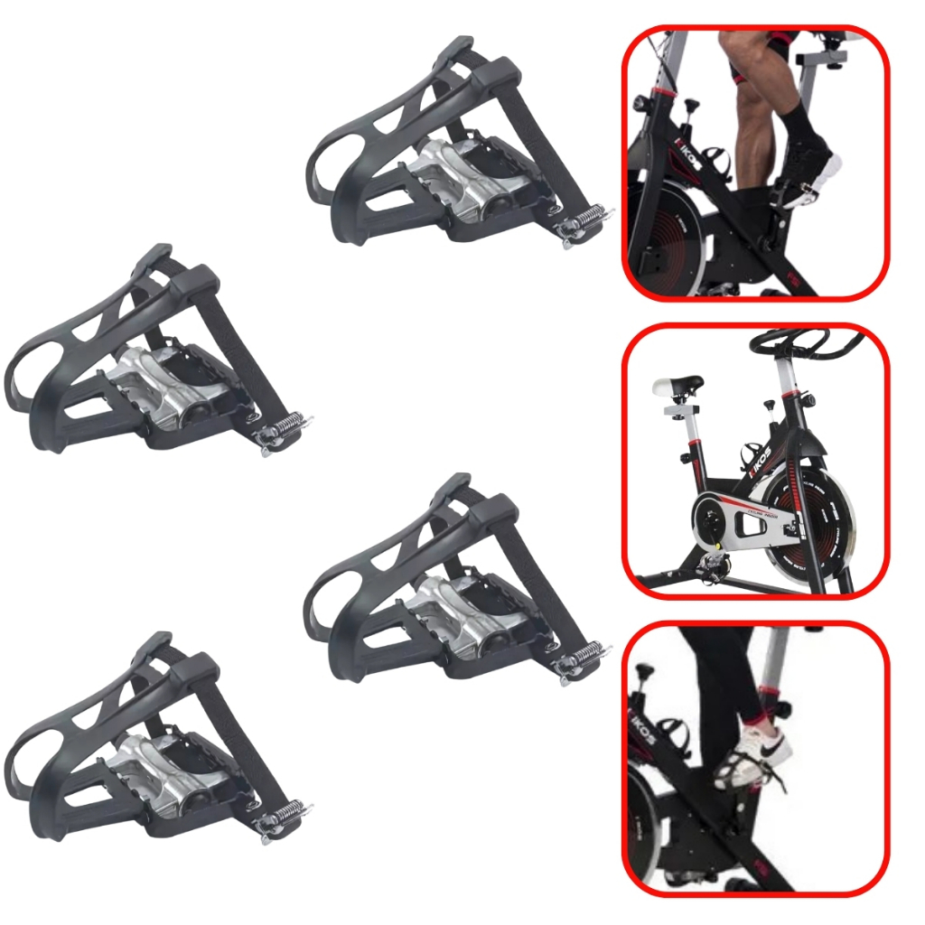 Kit 2 Pares de Pedal Com Firma Pé Alumínio Compatível Com a Bike Spinning Movement Tour S/ Tour