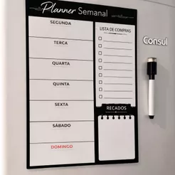 Planner Semanal Magnético Ima De Geladeira Com Caneta