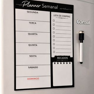 Planner Semanal Magnético Ima De Geladeira Com Caneta